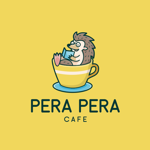 Hedgehog design with the title 'Logo for Pera Pera Cafe'