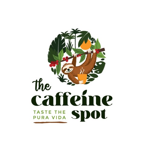 Costa Rica design with the title 'The Caffeine Spot - Taste the Pura Vida'