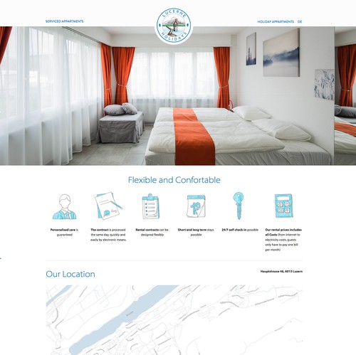 Apartment design with the title 'Lucerne Holidays'