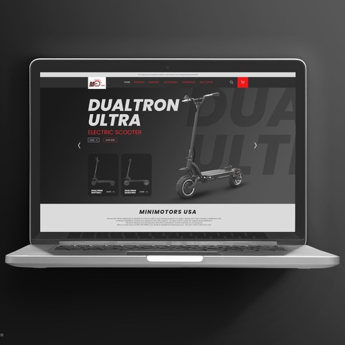 Black website with the title 'Website design for scooters '