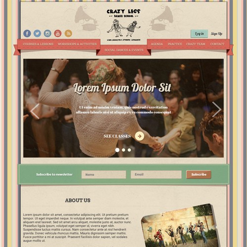 Vintage website with the title 'Swing Dance School Web Design'
