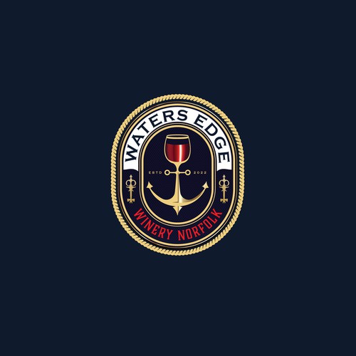 Navy design with the title 'Waters Edge'