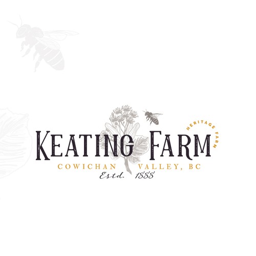 Food brand with the title 'Linden flower and bee hand-drawn logo design'