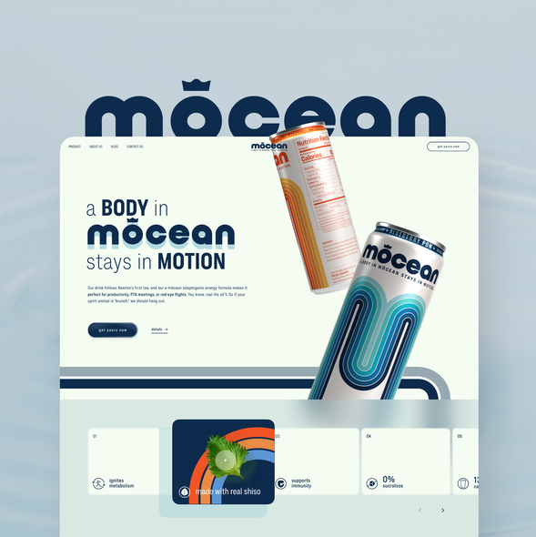 Can design with the title 'Webdesign for mocean Drink'