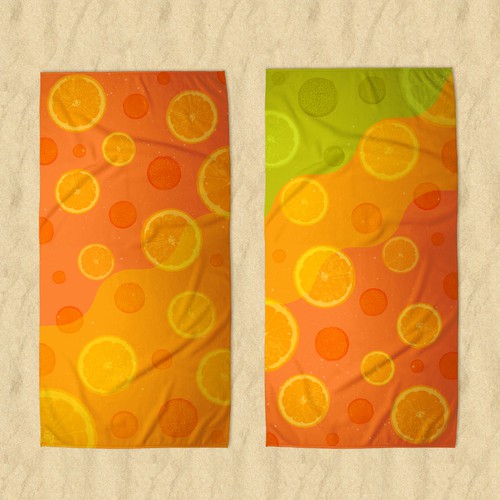 Fruit artwork with the title 'Beach towel design'