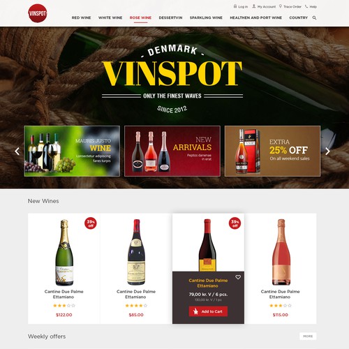 葡萄酒网站的标题“Vinspot网站设计”