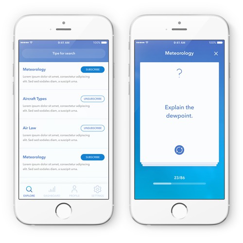 Pilot design with the title 'iPhone App'