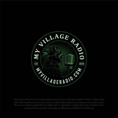 Singer design with the title 'My vilage radio'