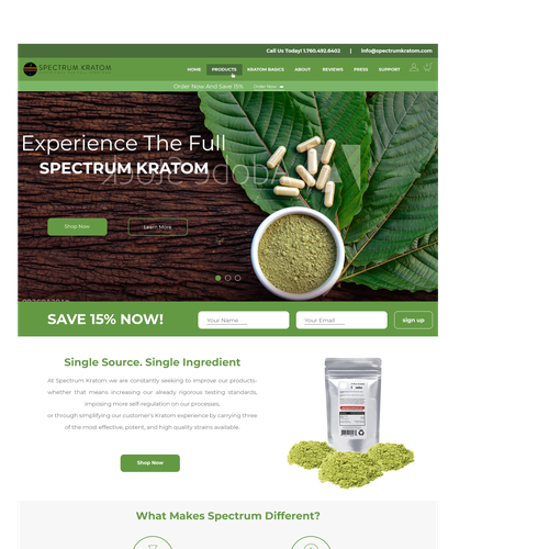 Redesigned website with the title 'Website for kratom vendor'