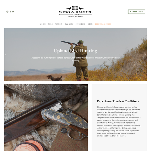 Video website with the title 'Wing & Barrel Ranch'