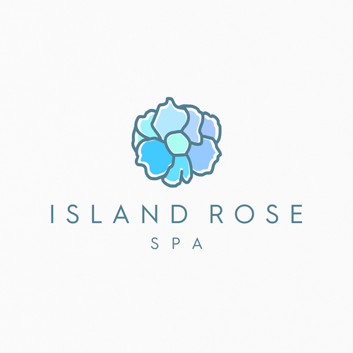 Abstract rose logo with the title 'Island Rose Spa'