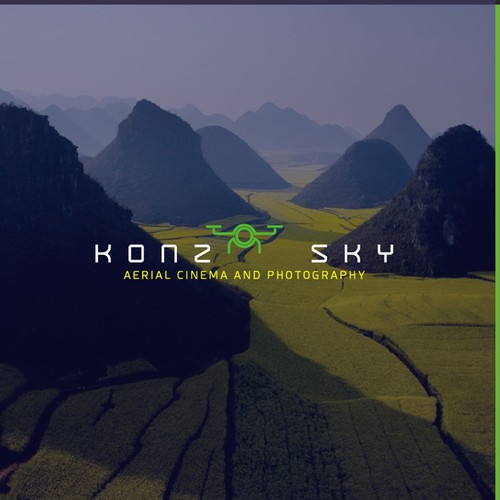 Drone photography logo with the title 'Simple logo concept for aerial cinema and photography company'