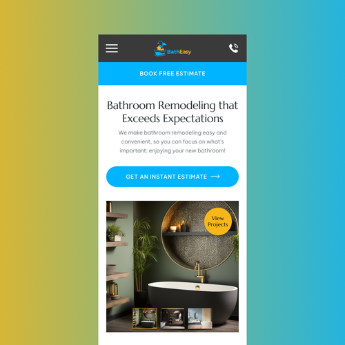 Bathroom design with the title 'Bathroom Remodeling Service Website's Landing Page '