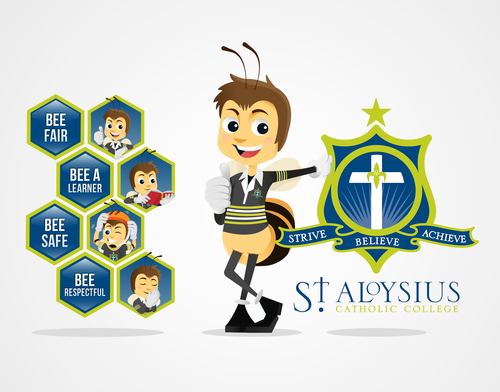 Prayer design with the title 'Character Bee design for St. Aloysus'
