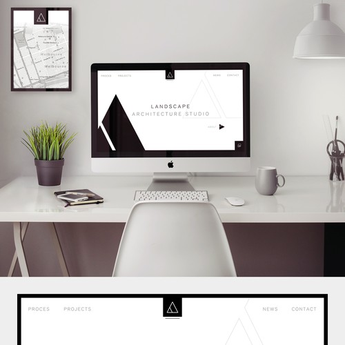 Geometric website with the title 'Minimalist Website for Landscape Architecture Studio'