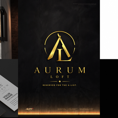 AURUM LOFT — Luxury Barbershop Logo Design