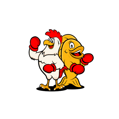 Rooster logo with the title 'Chicken & Fish Boxing'