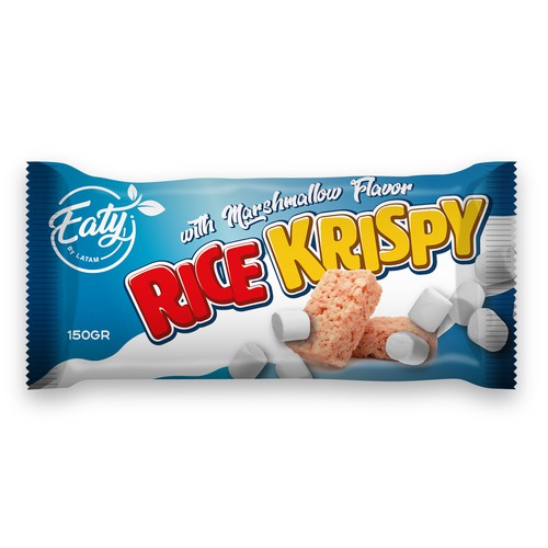 Marshmallow design with the title 'Packaging design for rice crispy'