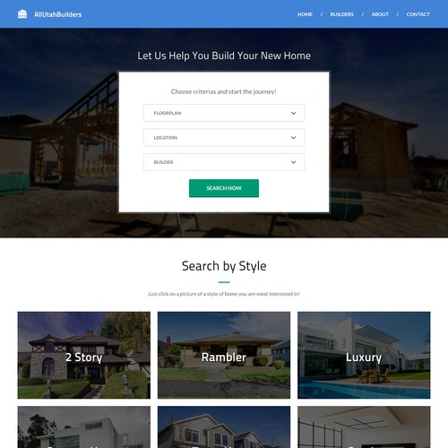 Construction website with the title 'Homepage concept for AllUtahBuilders.'