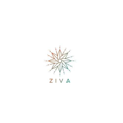 Symmetrical logo with the title 'Ziva'