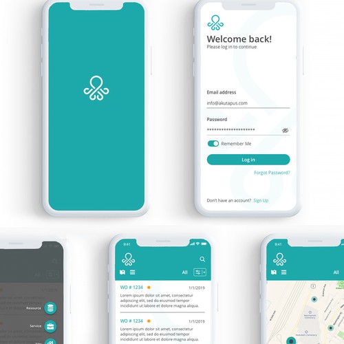 CRM design with the title 'Aktapus App design '