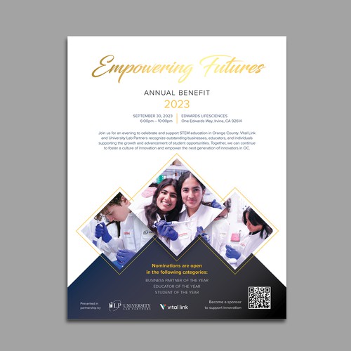 Script design with the title 'Elegant flyer for a fundraising gala event'