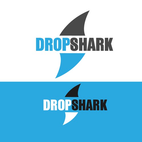 Shark logo with the title 'Logo design for technology company DropShark'