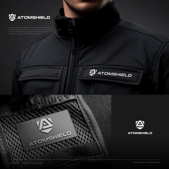 Safety design with the title 'Logo Design for AtomShield'