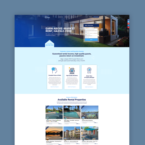 Property website with the title 'GuestRent.US property management website % Web App'