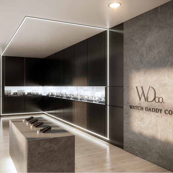 High-end design with the title 'Watch store interior design'