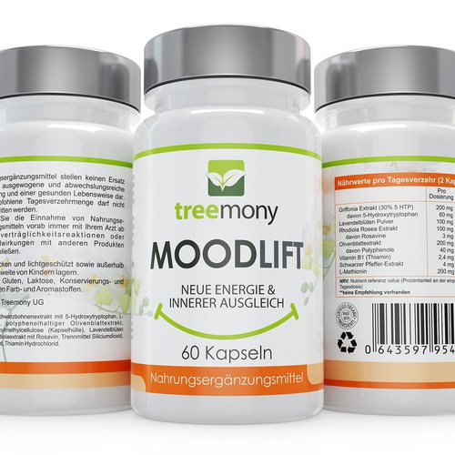 Nutrition packaging with the title 'MoodLift'