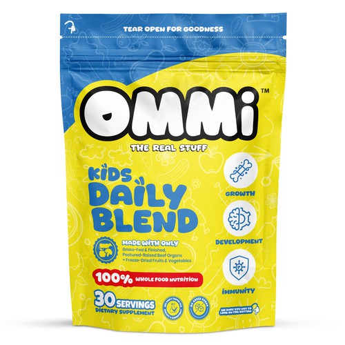 Packaging with the title 'KIDs Daily Blend Nutrition Packaging design'