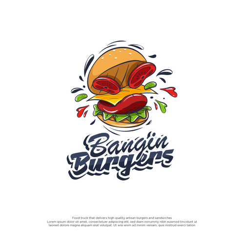 Sandwich shop logo with the title 'Bangin' Burgers'