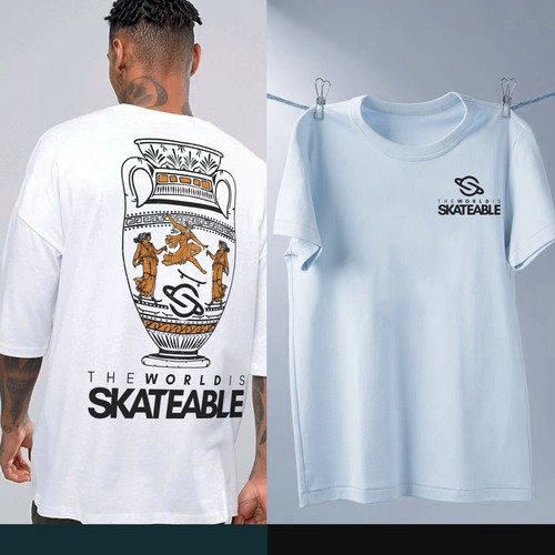 Skateboard t-shirt with the title 'The world is skateable'