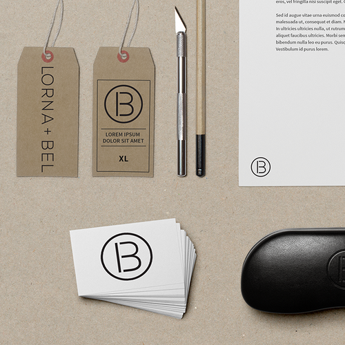 Typographic logo with the title 'Lorna + Bel Logo Design'