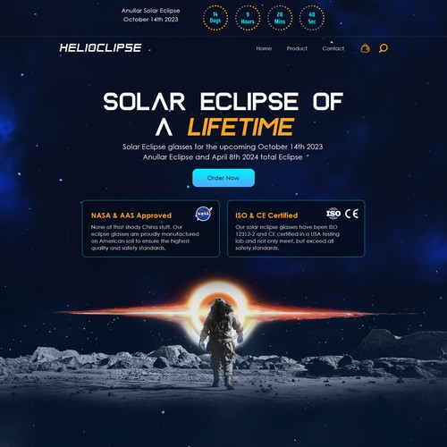 Eclipse design with the title 'Eclipse Glasses Landing Page'