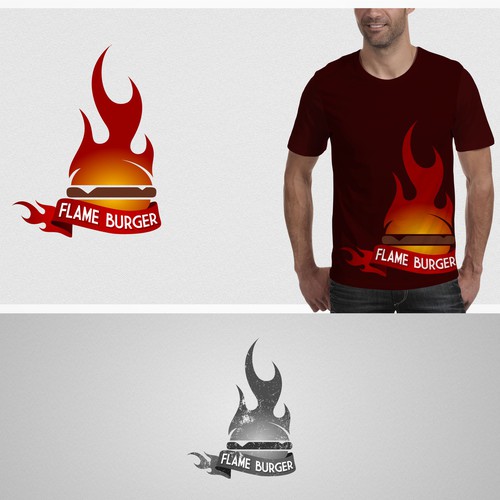 Fast food design with the title 'Flame Burger logo'