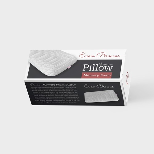 Pillow design with the title 'Packaging for Evan Browns Memory Foam Pillow'