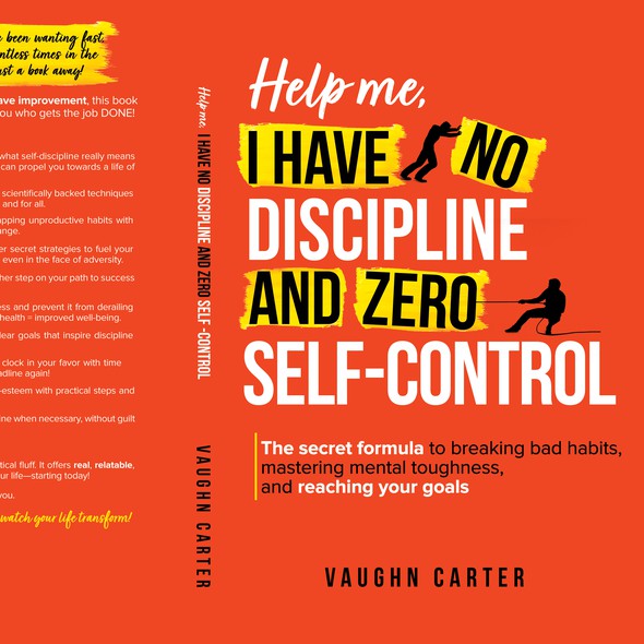Book cover with the title 'Help me, I HAVE NO DISCIPLINE AND ZERO SELF-CONTROL'
