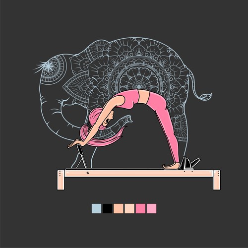 Elephant t-shirt with the title 'T-shirt design for Pilates Elephant'