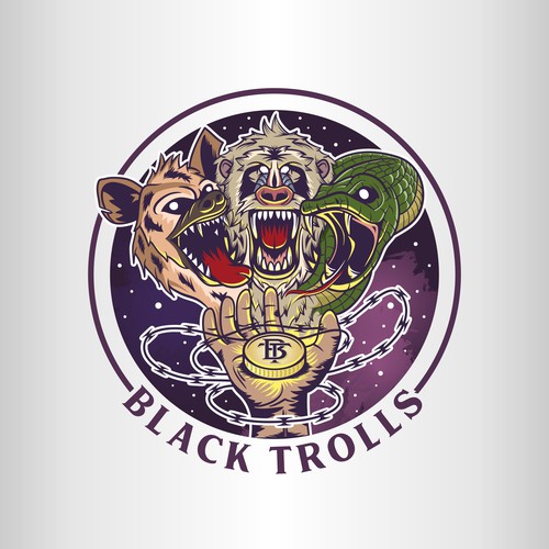 Full-color design with the title 'Logo illustration for Black Trolls'