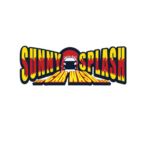 Carwash logo with the title 'Sunny Splash Car Wash'