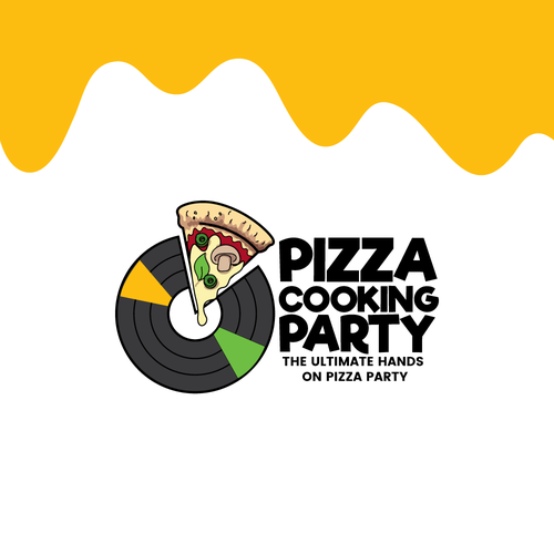 Cartoon lash logo with the title 'Pizza Cooking Party'