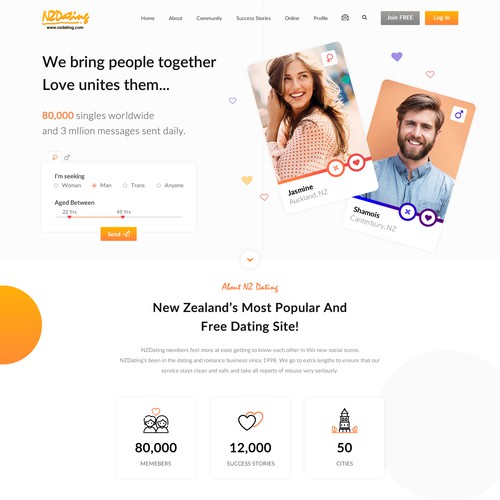 Friendship design with the title 'Dating site makeover'
