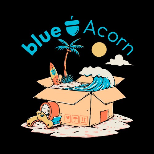 Beach t-shirt with the title 'blueAcorn Summer'