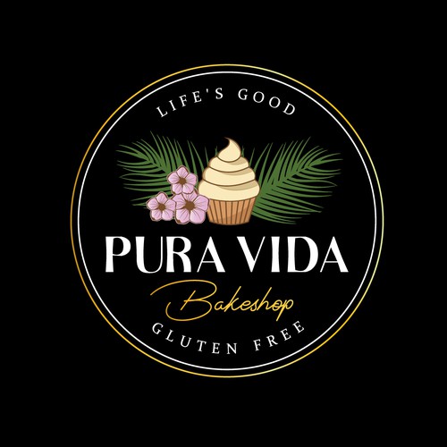 Cupcake design with the title 'Pura Vida Bakeshop'