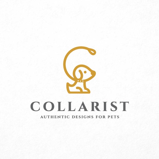 Collar design with the title 'Letter C Collar Dog Logo'