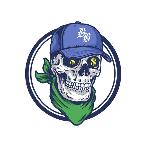 Dollar design with the title 'skull hat bandana vintage modern logo'
