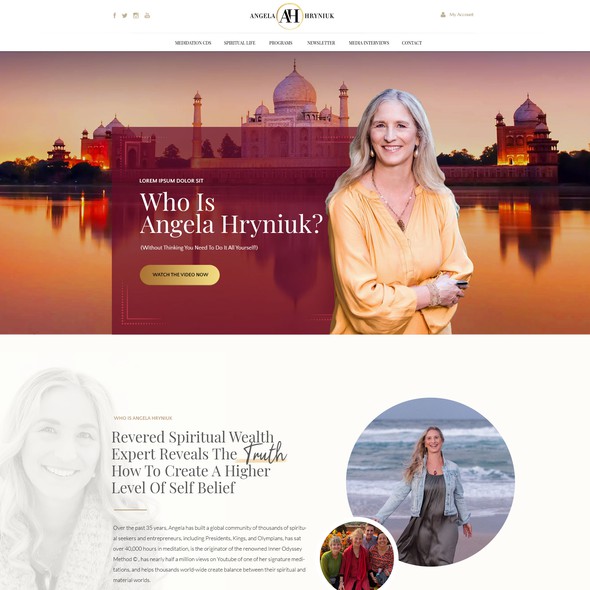 Meditation website with the title 'Elegant Landing Page for World Class Spiritual Master'