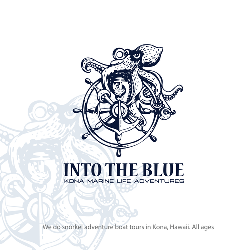 Ship logo with the title 'illustrative logo for Into The Blue'